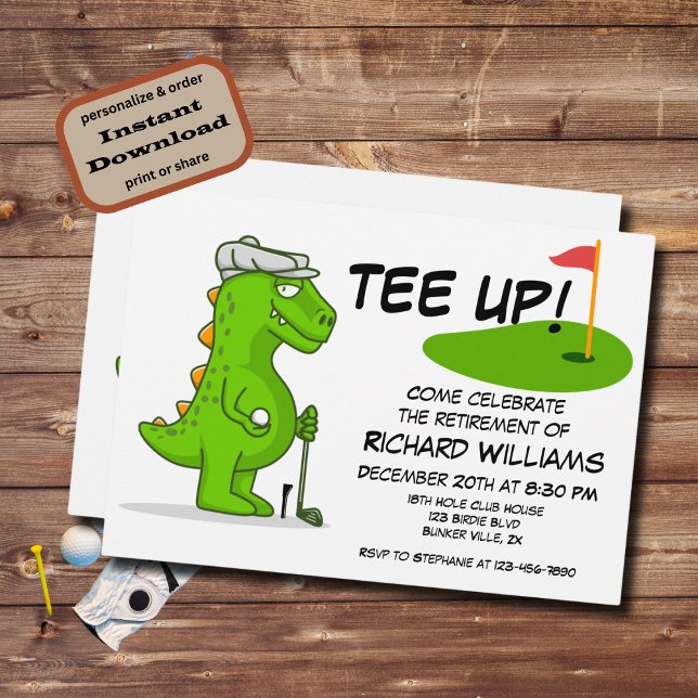 Tee Up Retired Golf Dinosaur Player Comic Invitation (Creator Uploaded)