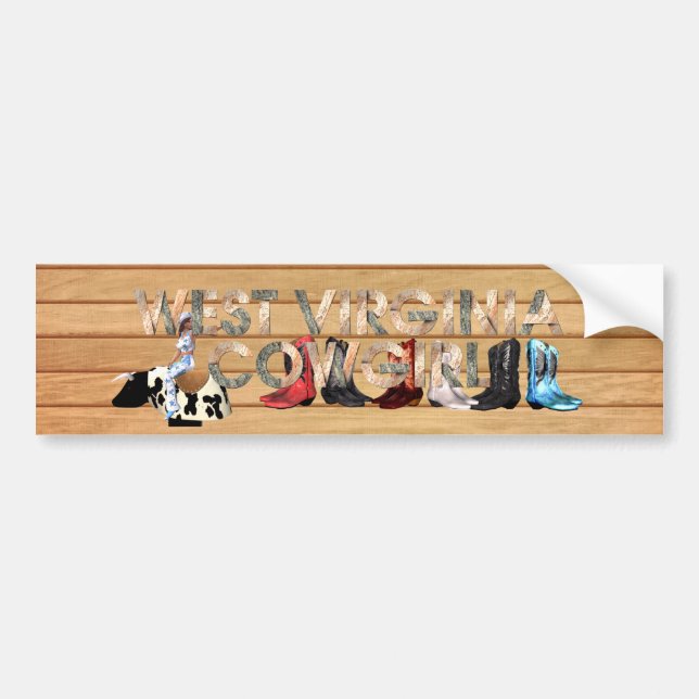 TEE West Virginia Cowgirl Bumper Sticker (Front)