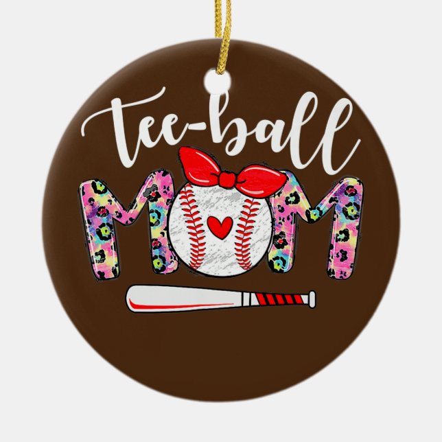 Teeball Mum Mother's Day Ball Mum Cute Trendy Ceramic Ornament (Front)