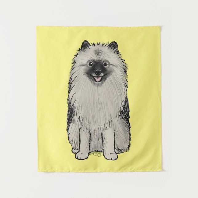 Teegan the Keeshond Cute Cartoon Dog Tapestry (Front)