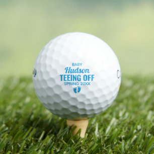 Teeing Off Baby Boy Gender Reveal Announcement Golf Balls