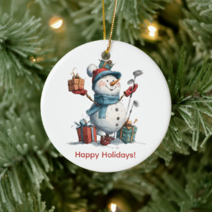 Teeing Up Holiday Cheer Ceramic Ornament