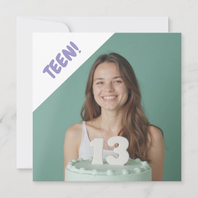 Teen 13 Years Custom Photo Birthday Party Invitation (Front)