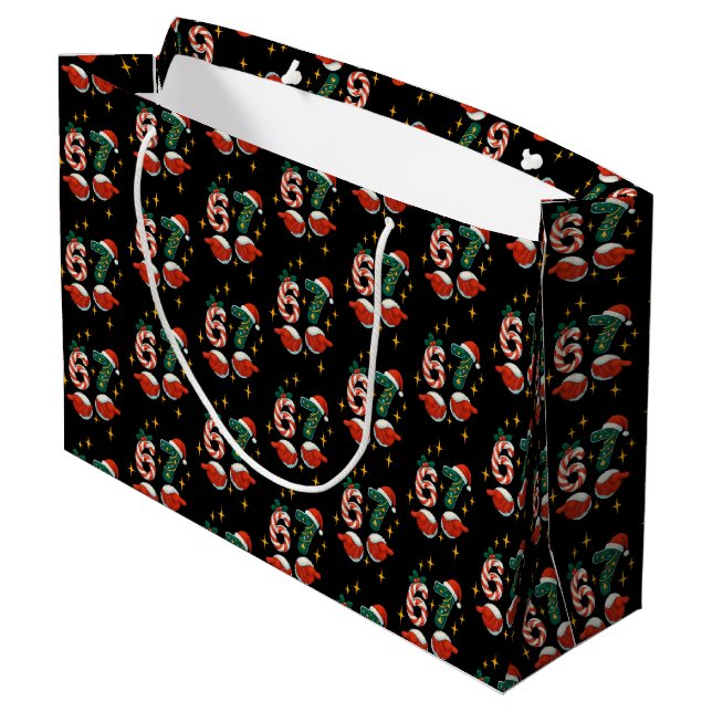 Teen 67 Meme Holiday Large Gift Bag (Back Angled)