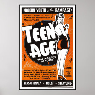 TEEN AGE MOVIE LOBBY AD 1943 POSTER