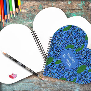 Teen Artist Blue Floral Pattern Heart-shaped Notebook