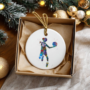Teen Basketball Player Ceramic Ornament