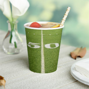 Teen Birthday 50 Yard Line Green Field Football Paper Cups