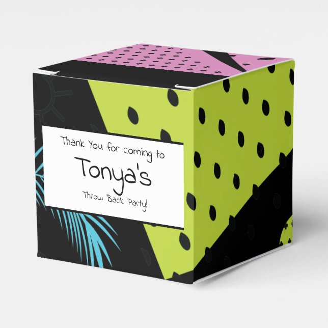 Teen Birthday 80s 90s Neon Tropical Favour Box (Front Side)
