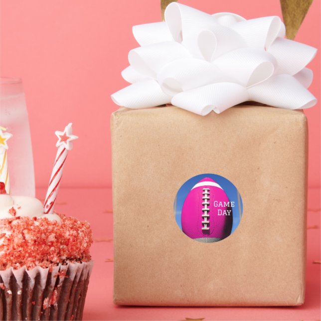Teen Birthday Goal Post Pink Football Classic Round Sticker (Party)