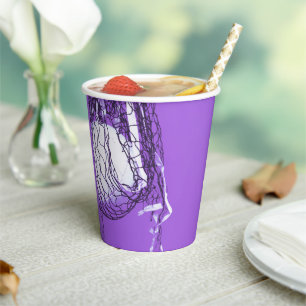 Teen Bold Purple Birthday Net & Volleyball Sports Paper Cups