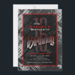 Teen Boy Birthday Invitation<br><div class="desc">Get ready to be the hero of the day with our grunge birthday design for teen boys! Featuring urban-style textures and a masculine colour scheme, this edgy invitation exudes a contemporary vibe that’s perfect for any teen boy's birthday party. Choose between ordering printed invitations or downloading digital invitations for instant...</div>