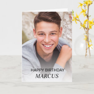 Teen Boy Happy Birthday Photo Parents Siblings  Card