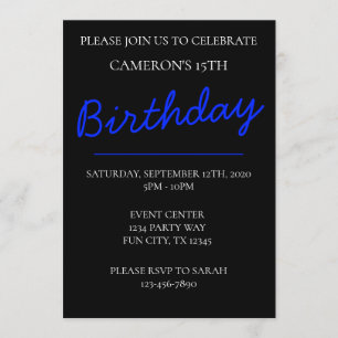 Teen Boy Men Man Birthday Party Invitation