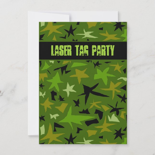 Teen Boys Birthday Camo Stars Party Invitation (Front)