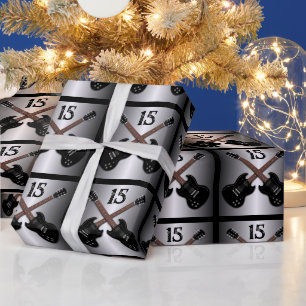 Teen Boys Electric Guitar Black Birthday Gift Wrap