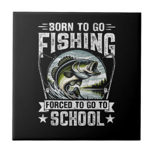 Teen Boys Fishing Forced to Go to School Ceramic Tile