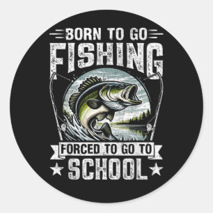 Teen Boys Fishing Forced to Go to School Classic Round Sticker