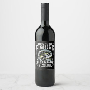 Teen Boys Fishing Forced to Go to School Wine Label