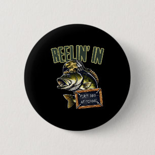 Teen Boys Fishing Reeling In First Day Of School B 6 Cm Round Badge