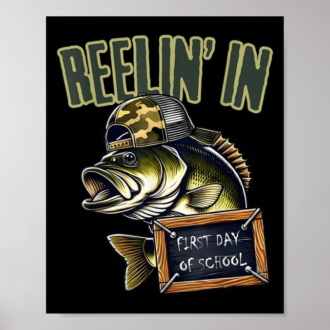 Teen Boys Fishing Reeling In First Day Of School B Poster (Front)