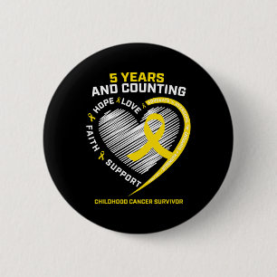 Teen Boys Girls Kids 5 Years Gold Childhood Cancer 6 Cm Round Badge