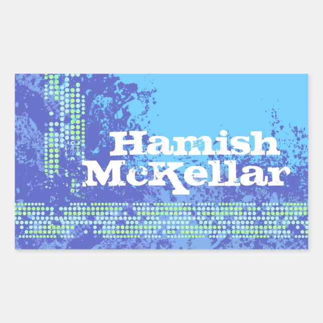 Teen boys sports name blue id label sticker (Front)