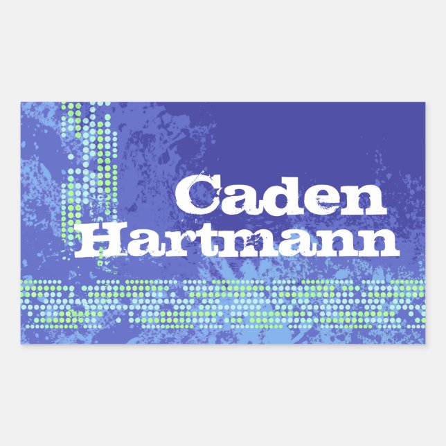 Teen boys sports name dark blue id label sticker (Front)