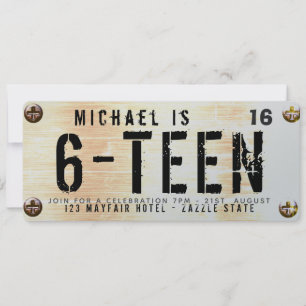 Teen Car LICENSE Plate Boy Girl 16 17 18 19 Invitation