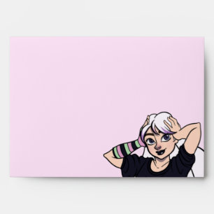 Teen Cute Punk Girl Pink Cartoon Envelope