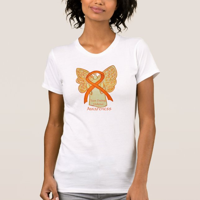 Teen Dating Violence Orange Awareness Ribbon Shirt (Front)