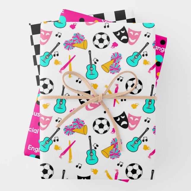 Teen Dream Cheerleader Pattern  Wrapping Paper Sheet (In situ)