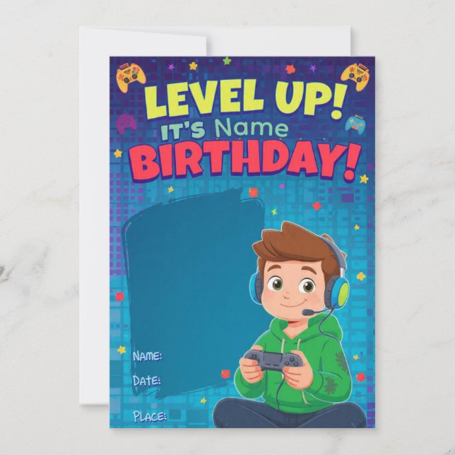 Teen Gamer Boy Video Game Player Birthday  Card (Front)