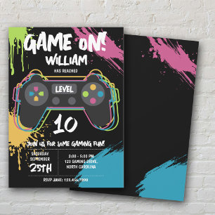 Teen Gaming Gamer Video Game Graffiti Birthday Invitation