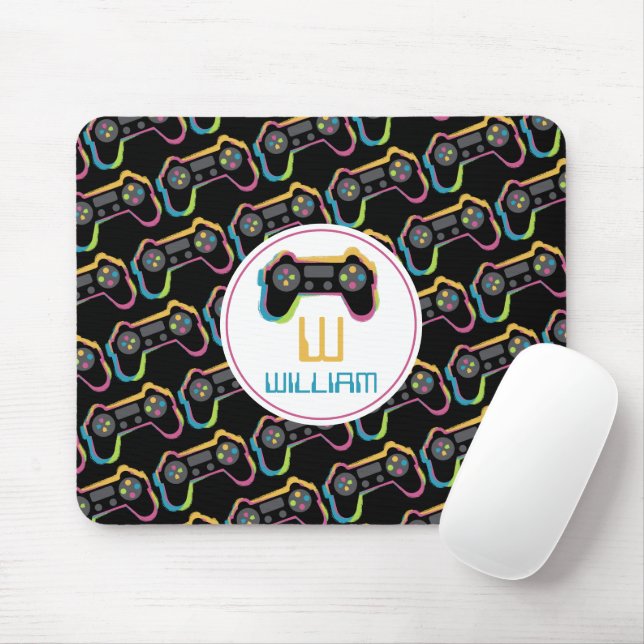 Teen Gaming Gamer Video Game Kids Monogram Mouse Pad (With Mouse)