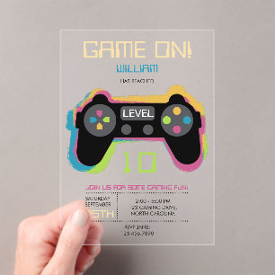 Teen Gaming Gamer Video Game Player Birthday Acrylic Invitations
