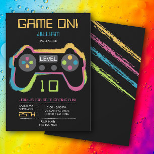 Teen Gaming Gamer Video Game Player Birthday Invitation