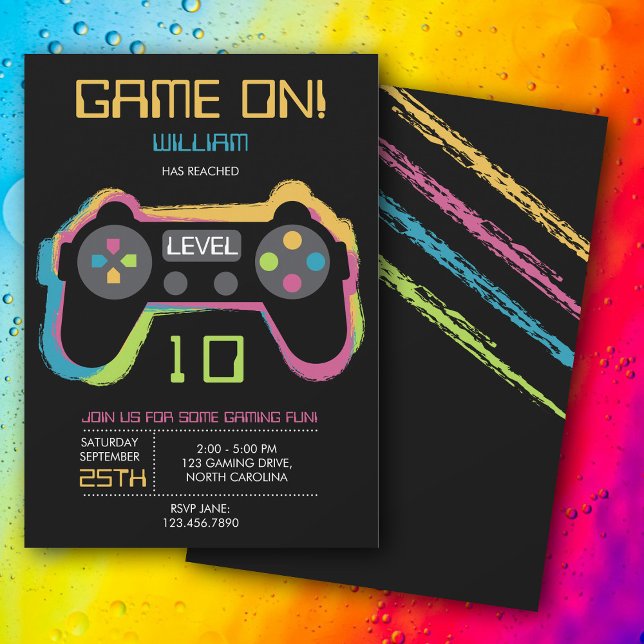 Teen Gaming Gamer Video Game Player Birthday Invitation (Teen Gaming Gamer Video Game Player Birthday Invitation)