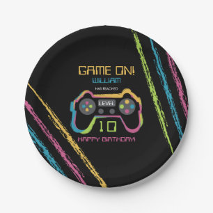 Teen Gaming Gamer Video Game Player Birthday Paper Plate