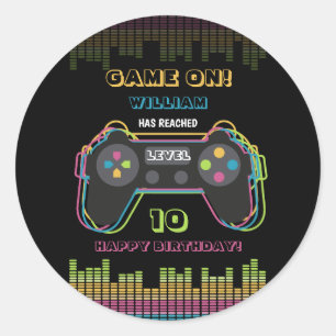 Teen Gaming Gamer Video Game Player Retro Birthday Classic Round Sticker