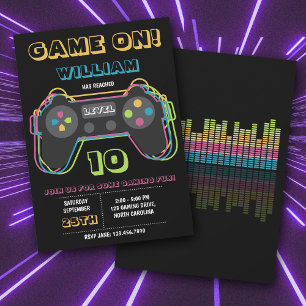 Teen Gaming Gamer Video Game Player Retro Birthday Invitation