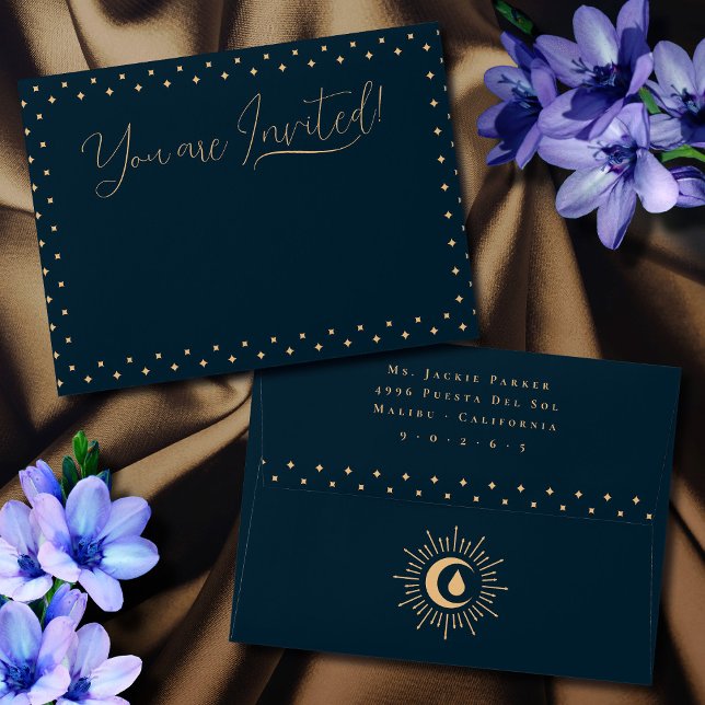 Teen Girl Celestial Blue First Moon Period Party Envelope (In Situ)