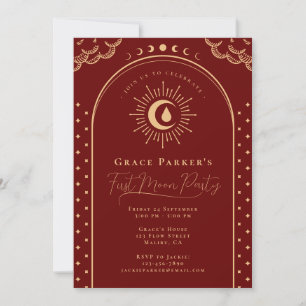 Teen Girl Celestial First Moon Party Red Period Invitation