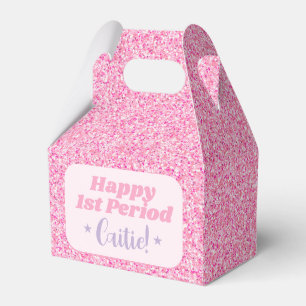 Teen Girl Cute Pink Glitter First Period Party Favour Box