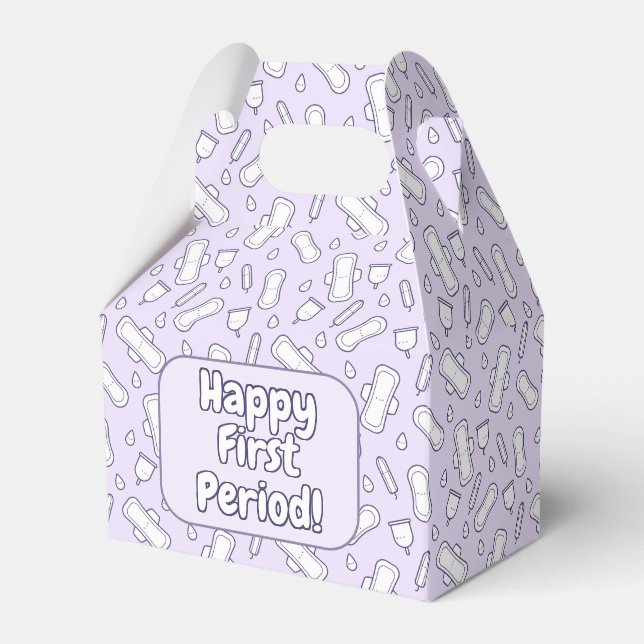 Teen Girl Cute Purple Tampon First Period Party Favour Box (Front Side)