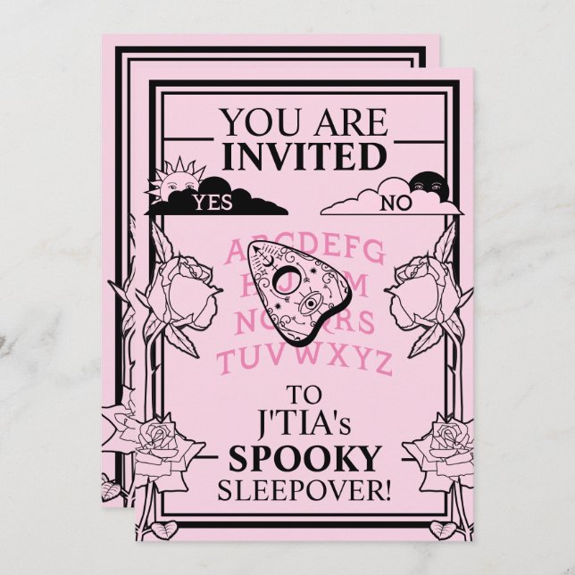 Teen Girl Gothic Pastel Pink Spooky Sleepover Invitation (Front/Back)
