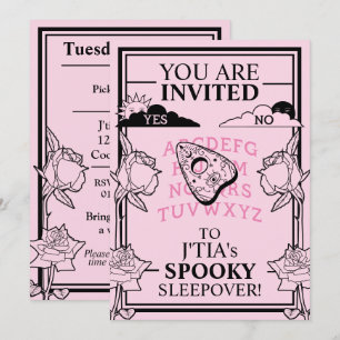 Teen Girl Gothic Pastel Pink Spooky Sleepover Invitation