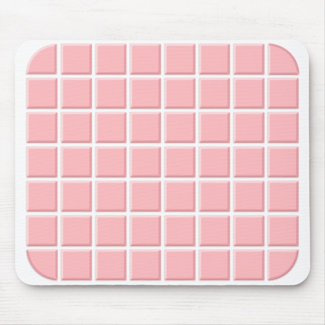 Teen Girl Light Pink White Square Tiles Mouse Pad (Front)