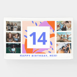 Teen Girl Photo Collage Happy Birthday Party  Banner