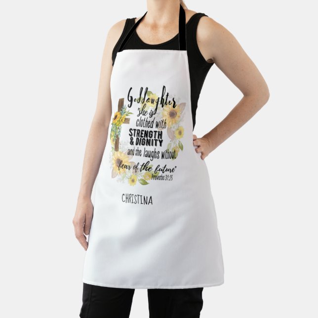 Teen Goddaughter Gift - Personalised Proverb Quote Apron (Insitu)
